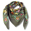 Floral French scarf, 100% silk, grey color, by ANNE TOURAINE Paris™ scarves (1)