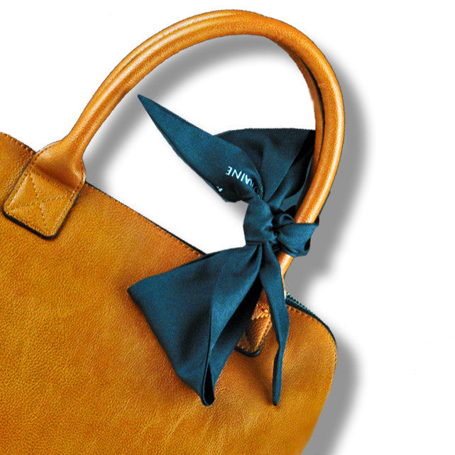 black nice silk twilly 39x4" by ANNE TOURAINE Paris™ – styled in the hair