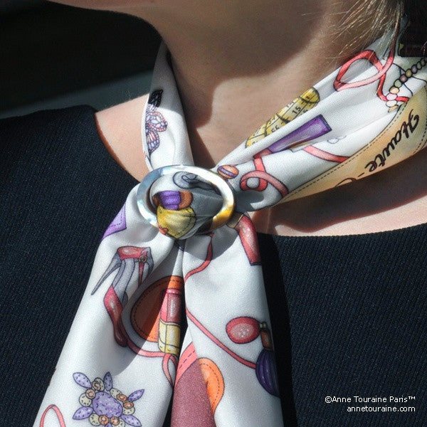 French silk scarves - twill - burgundy - 27x27 - ANNE TOURAINE