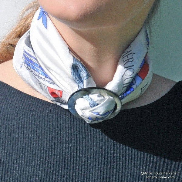 Scarf ring - medium - white - mother of pearl - ANNE TOURAINE Paris™ Scarves  & Foulards