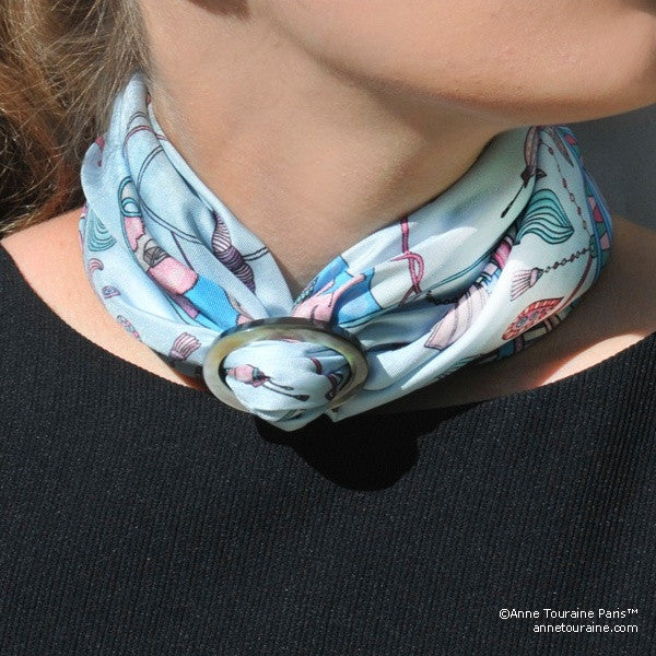 Scarf ring - medium - white - mother of pearl - ANNE TOURAINE