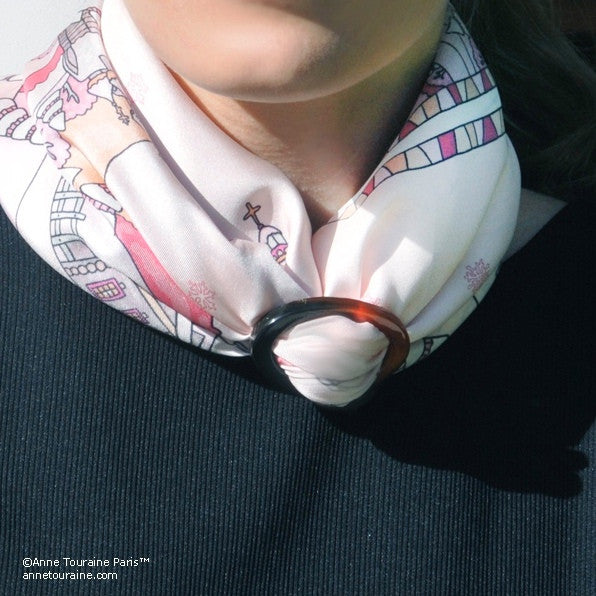 Scarf ring large brown horn ANNE TOURAINE Paris™ Scarves
