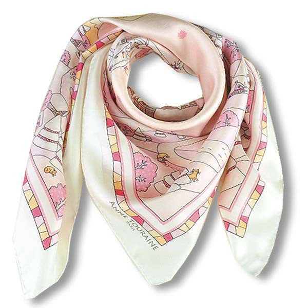 French silk scarves - twill - winter - pink - 36x36 - ANNE TOURAINE Paris™  Scarves & Foulards