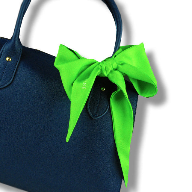 green nice silk twilly 39x4" by ANNE TOURAINE Paris™ – styled in the hair