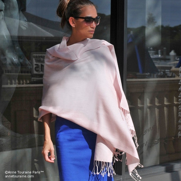 Pashmina - cashmere silk - powder pink - 78x28 - ANNE TOURAINE Paris™  Scarves & Foulards
