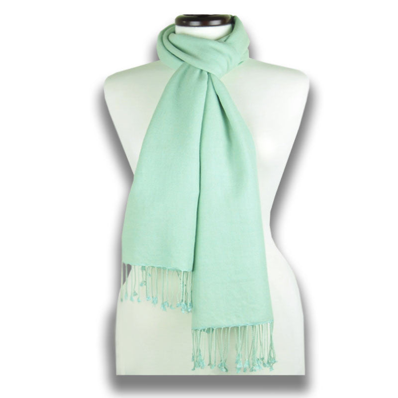 Teal silk-cashmere pashmina scarf 78x28" by ANNE TOURAINE Paris™ – styled view