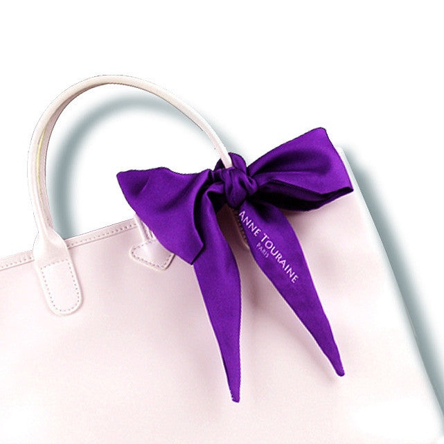 purple nice silk twilly 39x4" by ANNE TOURAINE Paris™ – styled in the hair