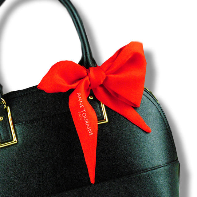 red nice silk twilly 39x4" by ANNE TOURAINE Paris™ – styled in the hair