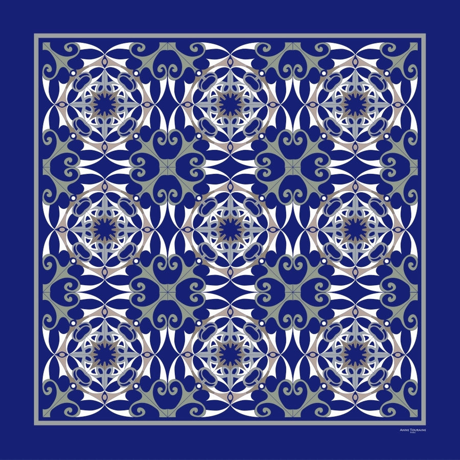 Extra large and lightweight chiffon silk scarf, blue color, by ANNE TOURAINE Paris™