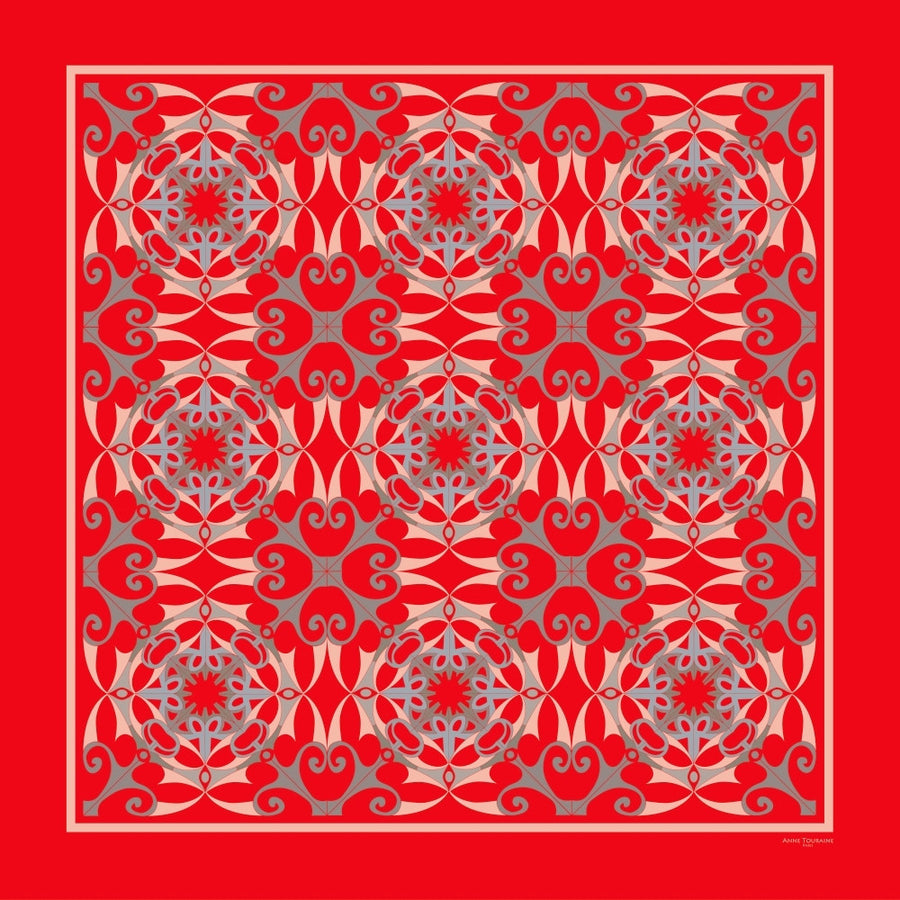 Extra large and lightweight chiffon silk scarf in red color by ANNE TOURAINE Paris™