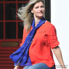 Blue silk chiffon scarf with dog pattern, oblong shape: a perfect gift for dog lovers. Scarf by ANNE TOURAINE Paris™ (3)