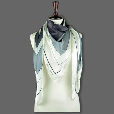 Black and white extra large silk scarf with a modern geometric design: versatile and trendy. Scarf ANNE TOURAINE Paris™ (6)
