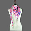 Pink and blue extra large silk scarf with a contemporary ethnic pattern: versatile and easy to wear all year round. Scarf ANNE TOURAINE Paris™ (6)