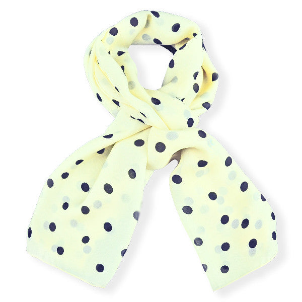 BEIGE polka dot silk chiffon stole 67x26" by ANNE TOURAINE Paris™ – full scarf design