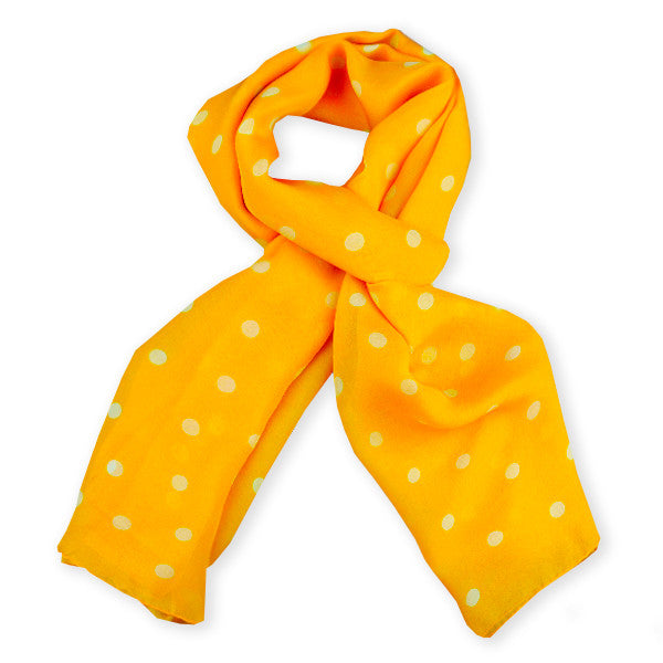 ORANGE polka dot silk chiffon stole 67x26" by ANNE TOURAINE Paris™ – full scarf design