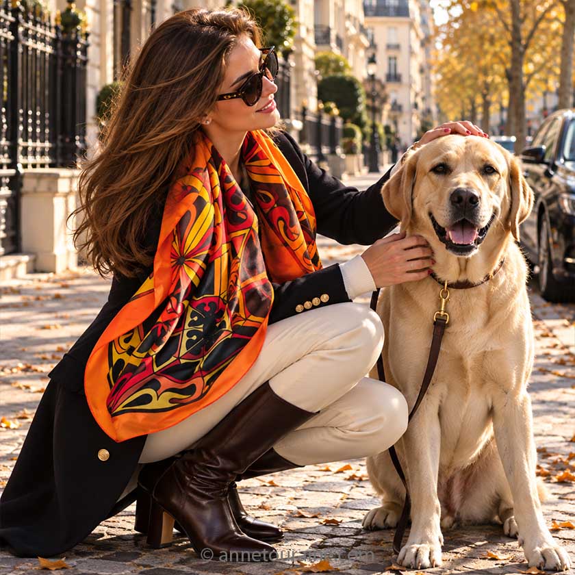 MONTMARTRE Marigold XL silk chiffon scarf 54x54" by ANNE TOURAINE Paris™ – alternate view