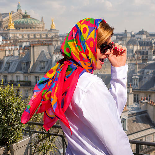 XLARGE SILK CHIFFON BEAUTIFUL SCARVES STOLES BY ANNE TOURAINE PARIS FRENCH LUXURY BRAND
