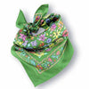 Green floral silk scarf made in France by ANNE TOURAINE Paris™ scarves (1)