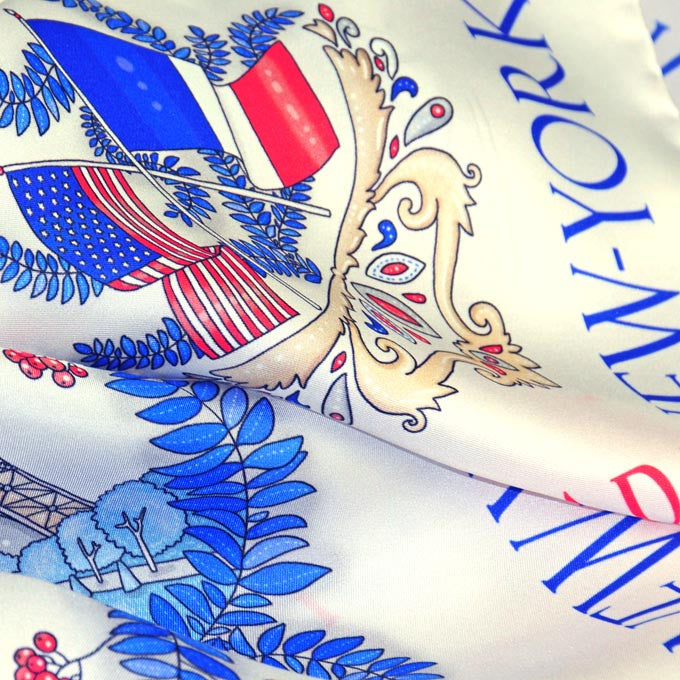 FRENCH SILK SCARF - PARIS NEW YORK - Cloudy White - 36x36"