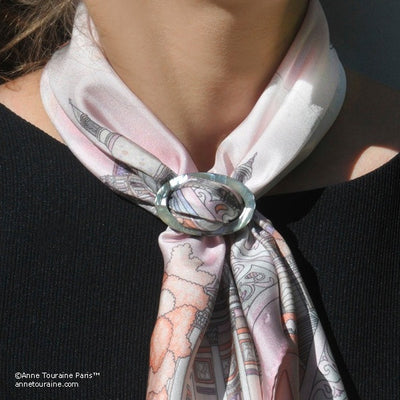 Abalone shell handcrafted scarf ring. Medium size. A fun, essential, and versatile complementary to your ANNE TOURAINE Paris™ silk scarves. (2)