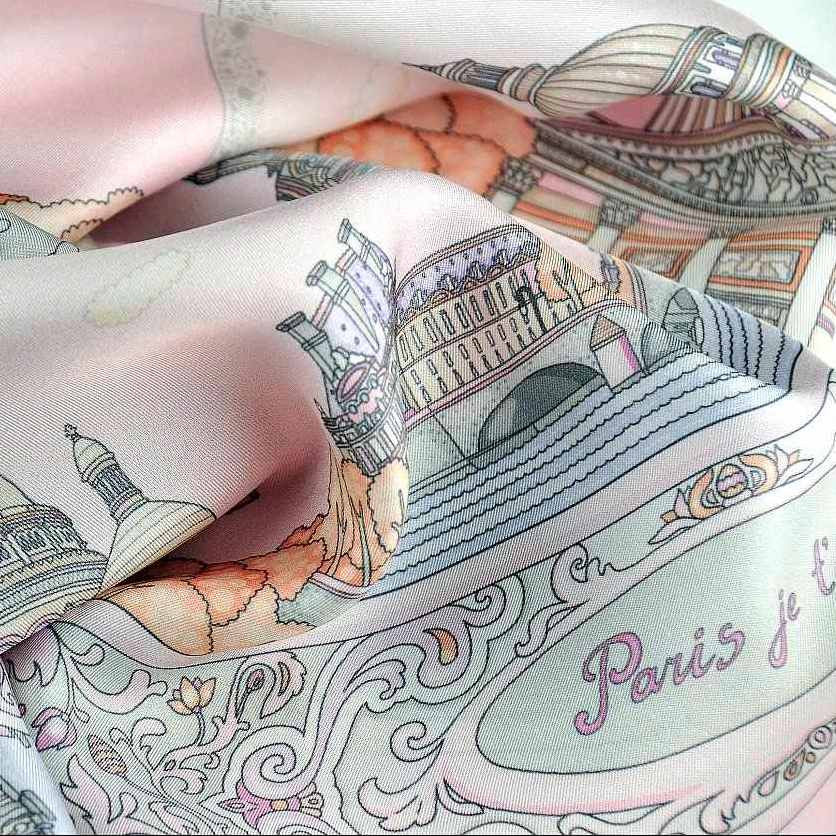 Dog pattern scarf - pink - 67x26 - ANNE TOURAINE Paris™ Scarves & Foulards