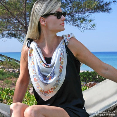 French silk scarves - twill - brown - 36x36 - ANNE TOURAINE Paris™ Scarves  & Foulards