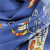 Ocean blue silk twill scarf made in France. Size 36x36". Hand rolled hem. Nautical theme. Scarf by ANNE TOURAINE Paris™ (6)