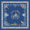 Ocean blue silk twill scarf made in France. Size 36x36". Hand rolled hem. Nautical theme. Scarf by ANNE TOURAINE Paris™ (2)