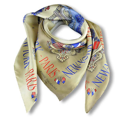 Brown and yellow silk twilly - CANNES - 39x4 - ANNE TOURAINE Paris™  Scarves & Foulards