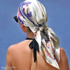 Beige silk twill scarf made in France. Size 36x36". Hand rolled hem. Theme: Paris New York. Scarf by ANNE TOURAINE Paris™ (5)
