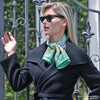 Neon green silk twill scarf made in France.Size 36x36". Hand rolled hem. Chinese theme. Scarf by ANNE TOURAINE Paris™  (3)