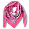 Neon pink silk twill scarf made in France. Size 36x36". Hand rolled hem. Chinese theme. Scarf by ANNE TOURAINE Paris™ (1)