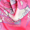 Neon pink silk twill scarf made in France.Size 36x36". Hand rolled hem. Chinese theme. Scarf by ANNE TOURAINE Paris™ (6)