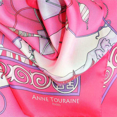 French silk scarves - twill - silk road - pink - 36x36 - ANNE TOURAINE  Paris™ Scarves & Foulards