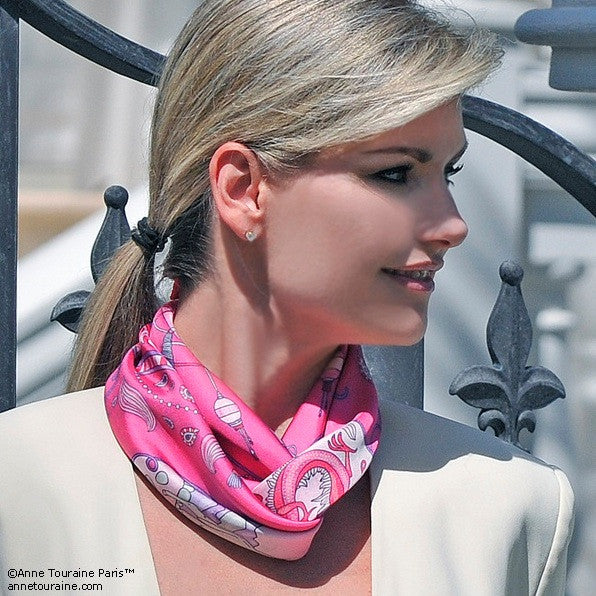 FRENCH SILK SCARF - WINTER - Powder Pink - 36x36 – Texadia Fashion