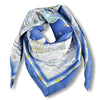 Blue silk twill scarf made in France. Size 36x36". Hand rolled hem. Winter theme inspired by Doctor Zhivago. Scarf by ANNE TOURAINE Paris™ (1)