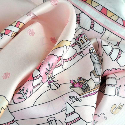 Pink silk twill scarf made in France. Size 36x36". Hand rolled hem. Winter theme inspired by Doctor Zhivago. Scarf by ANNE TOURAINE Paris™ (6)