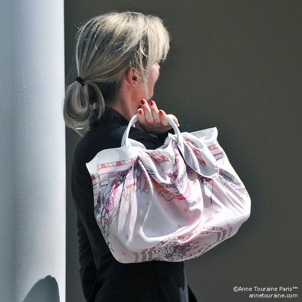 Pink silk twill scarf made in France. Size 36x36". Hand rolled hem. Winter theme inspired by Doctor Zhivago. Scarf by ANNE TOURAINE Paris™ (5)