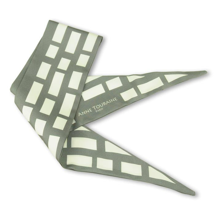 Silk twillies: grey and white silk twilly by ANNE TOURAINE Paris™