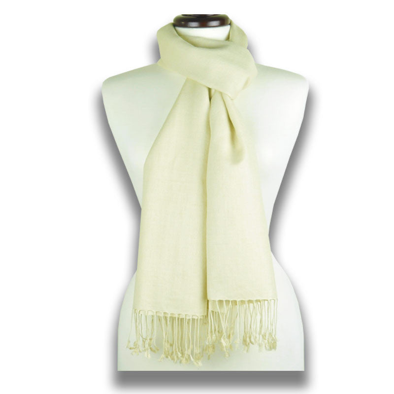 Sand white pashmina cashmere silk by ANNE TOURAINE Paris™: soft,warm,and cozy (2)