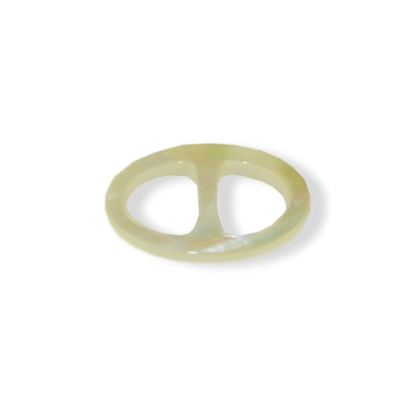 White mother of pearl handcrafted scarf ring. Medium size. A fun, essential, and versatile complementary to your ANNE TOURAINE Paris™ silk scarves. (1)