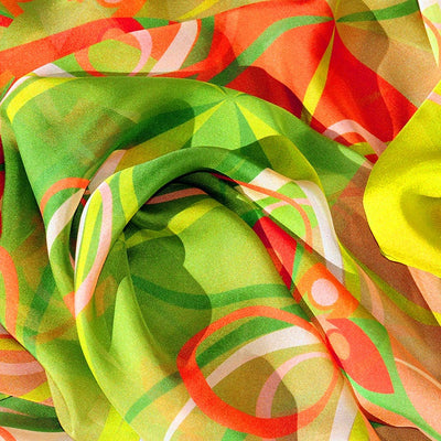 Extra large and lightweight chiffon silk scarf, olive green and brown, by ANNE TOURAINE Paris™