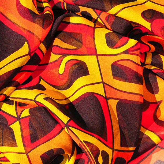 Extra large and lightweight chiffon silk scarf, orange and black, by ANNE TOURAINE Paris™