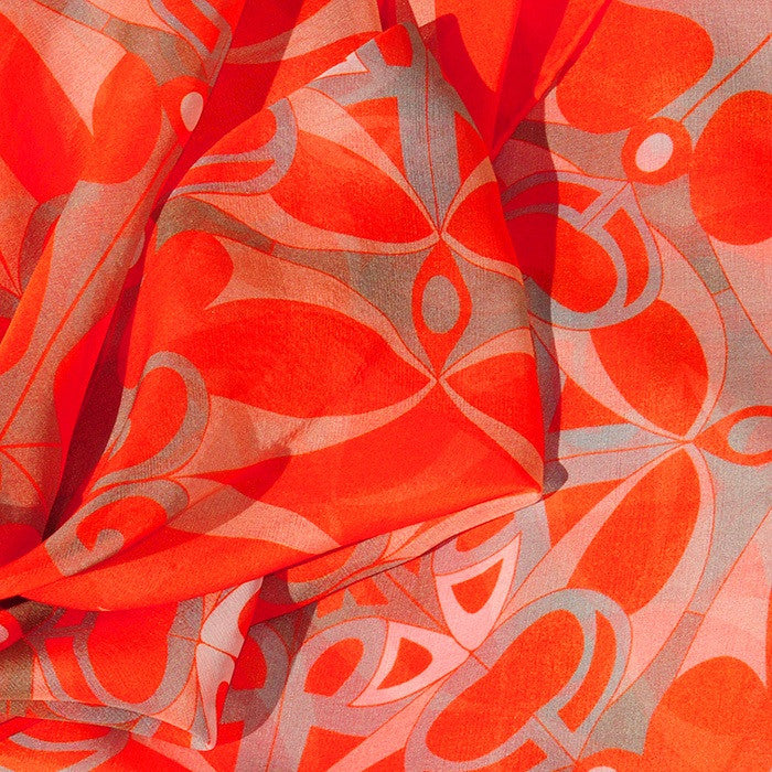 Extra large and lightweight chiffon silk scarf, vivid orange color, by ANNE TOURAINE Paris™