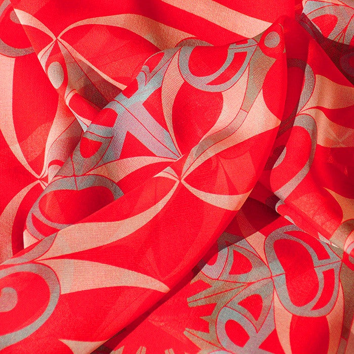 Extra large and lightweight chiffon silk scarf in red color by ANNE TOURAINE Paris™