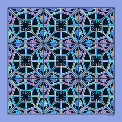 Extra large and lightweight chiffon silk scarf, lavender blue and black, by ANNE TOURAINE Paris™