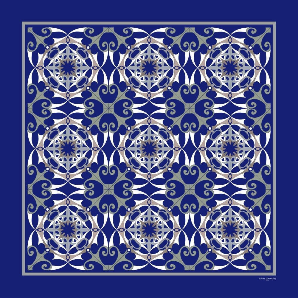 Extra large and lightweight chiffon silk scarf, blue color, by ANNE TOURAINE Paris™