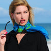 Extra large and lightweight chiffon silk scarf, blue and green color, by ANNE TOURAINE Paris™