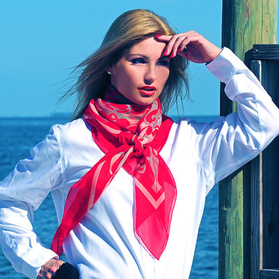 Extra large and lightweight chiffon silk scarf in red color by ANNE TOURAINE Paris™