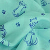 Turquoise blue silk chiffon scarf with cat pattern, oblong shape: a perfect gift for cat lovers. Scarf by ANNE TOURAINE Paris™ (4)